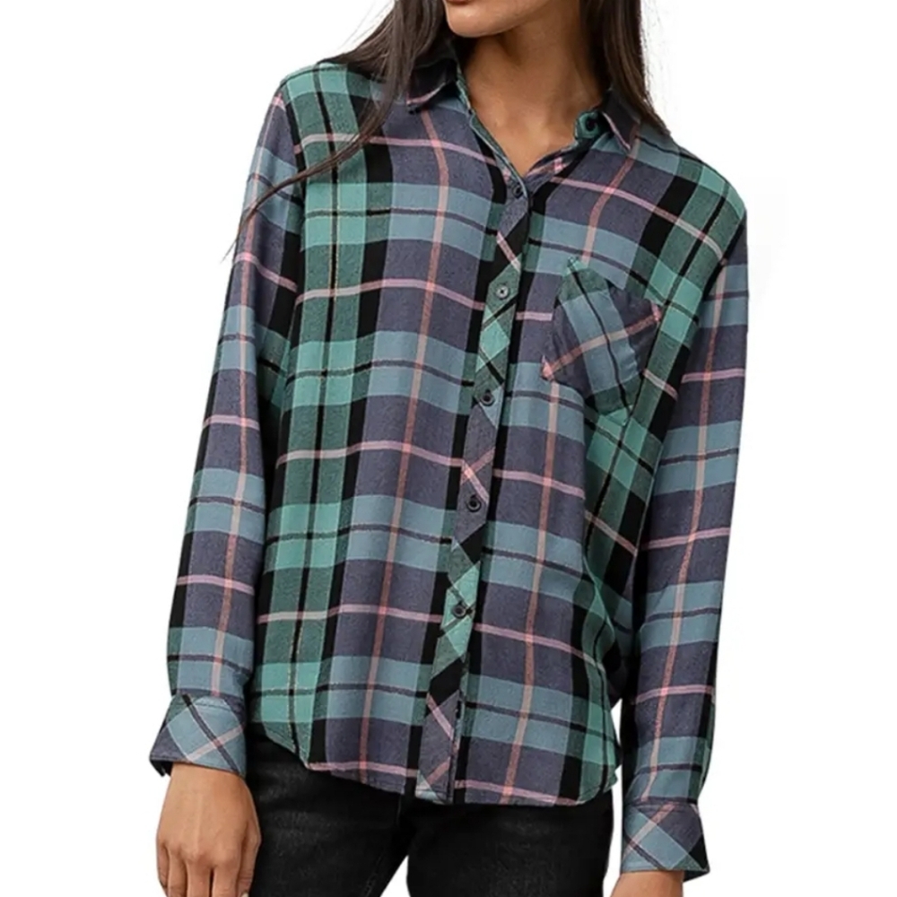 Rails Hunter Metallic Thread Plaid Button-Up Shirt Sz L